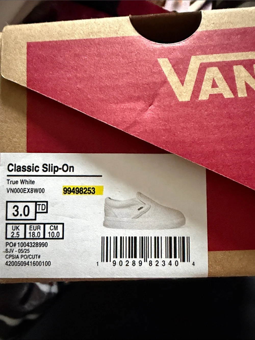 Vans Kids White Slip-On Canvas Sneakers